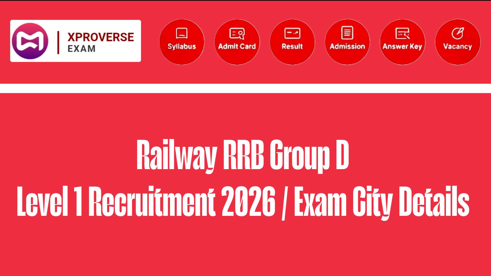 Railway RRB Group D Level 1 Recruitment 2026 / Exam City Details 2026
